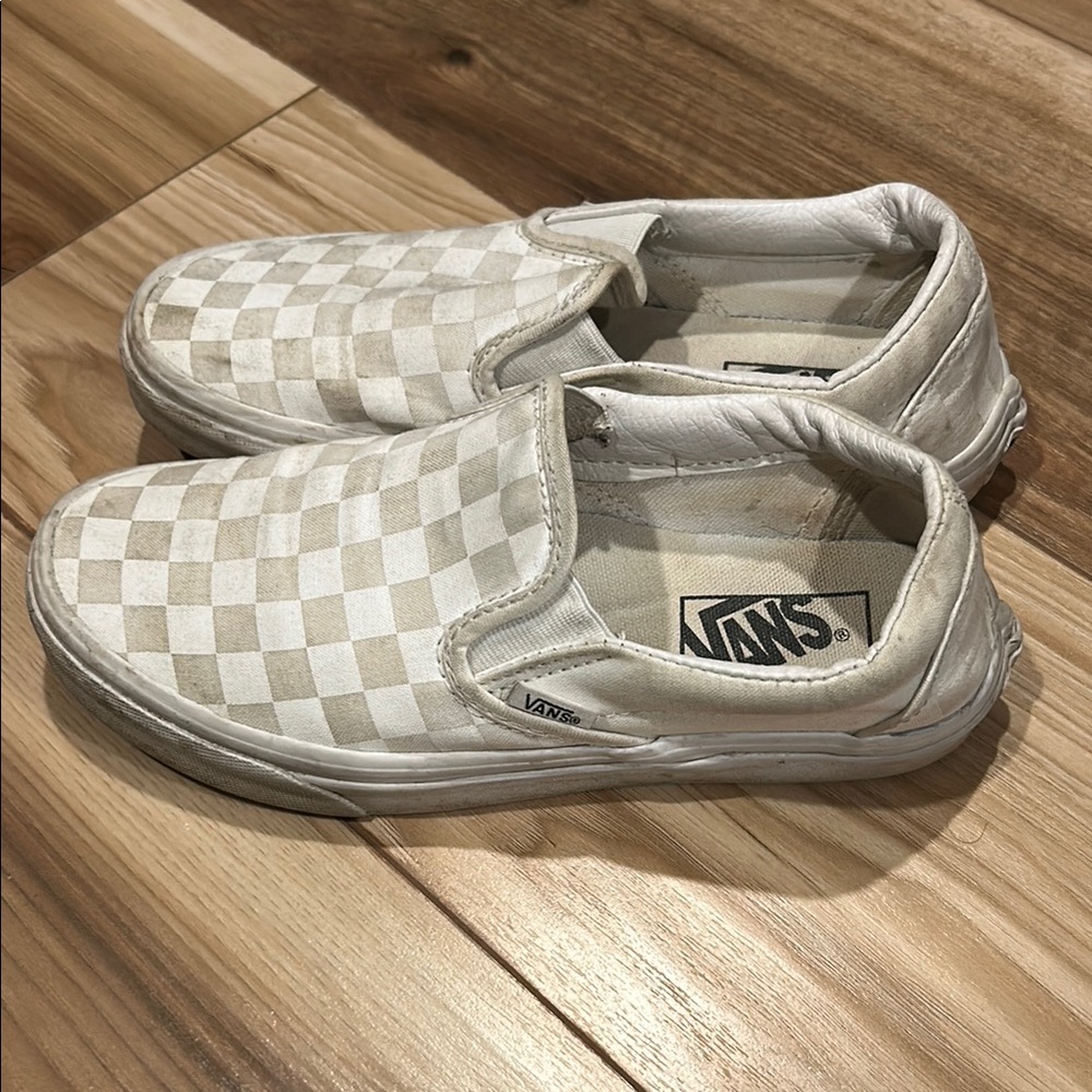 Vans Men's White Checkered Slip-On Shoes